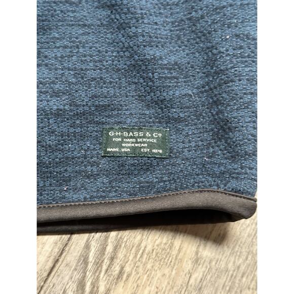 G.H. Bass & Co. Honeycomb Mixed Media 1/4 Snap Pullover Fleece Gray Blue Men XL - Picture 4 of 7